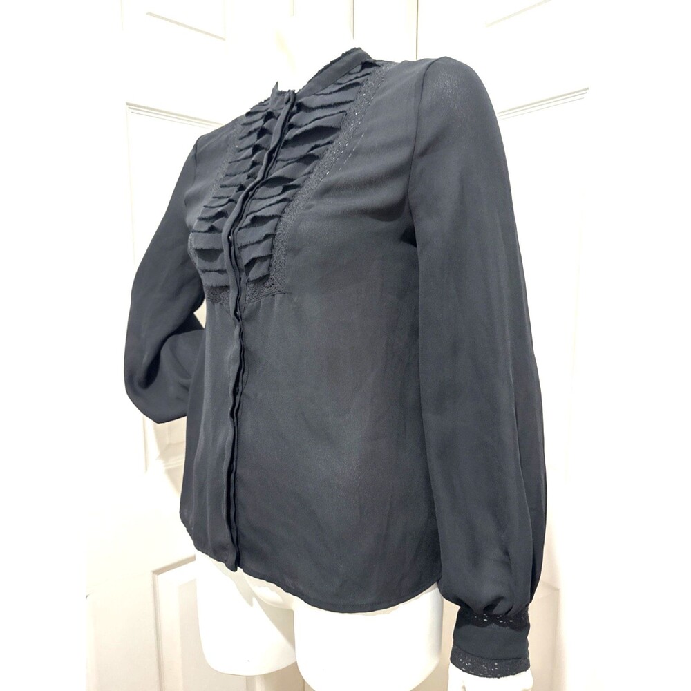 REBEKKA MINKOFF Womens XS Black Lace Up Y2k Preppy Regency Coquette Whimsigoth